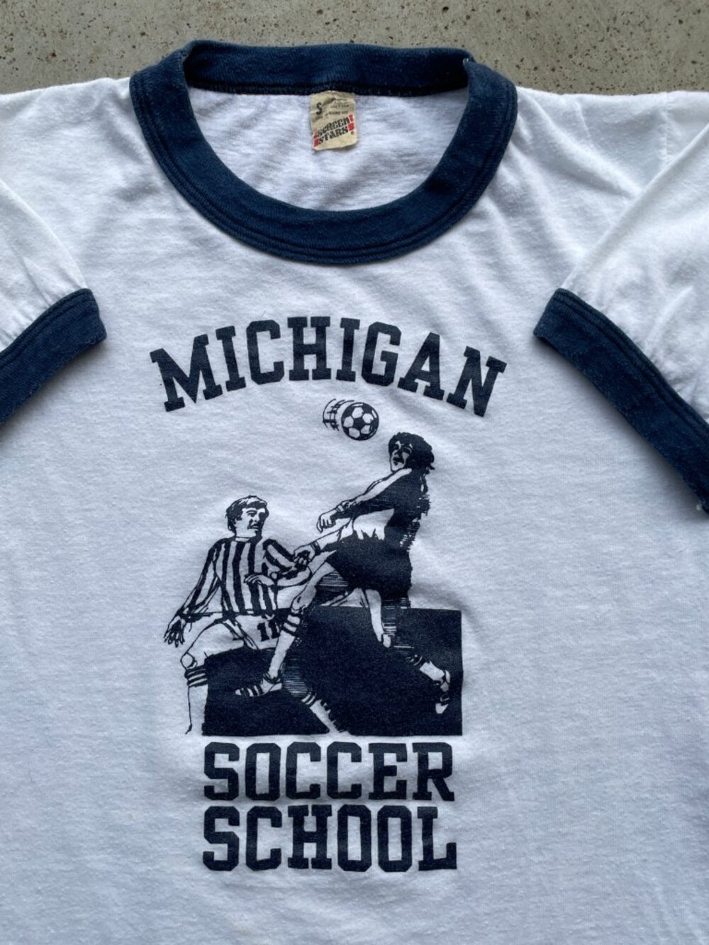 1987 Michigan Soccer School T-Shirt Ringer Men's Small Regular